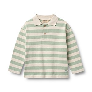 Wheat - Polo Shirt Fred LS, Mint Stripe